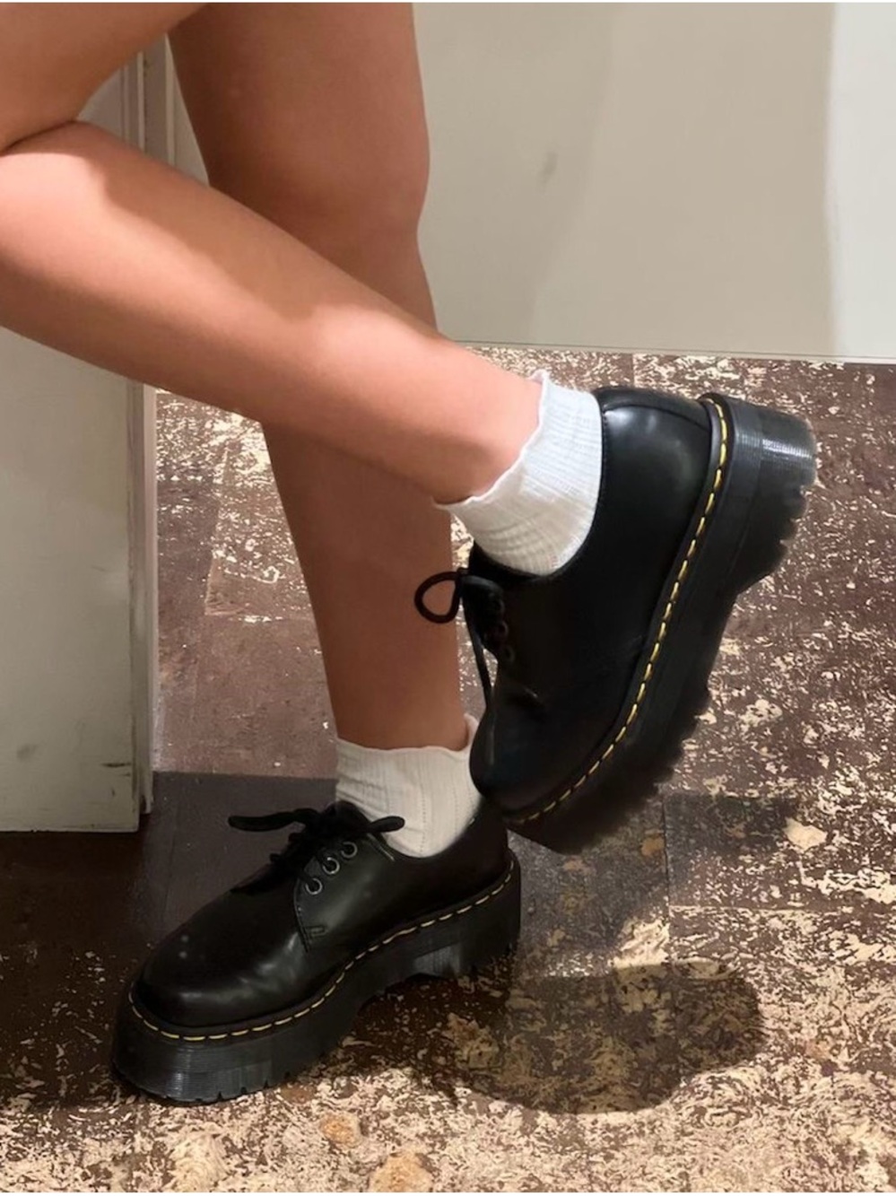 $190 Dr Martens 8053 quad platform shoes in black